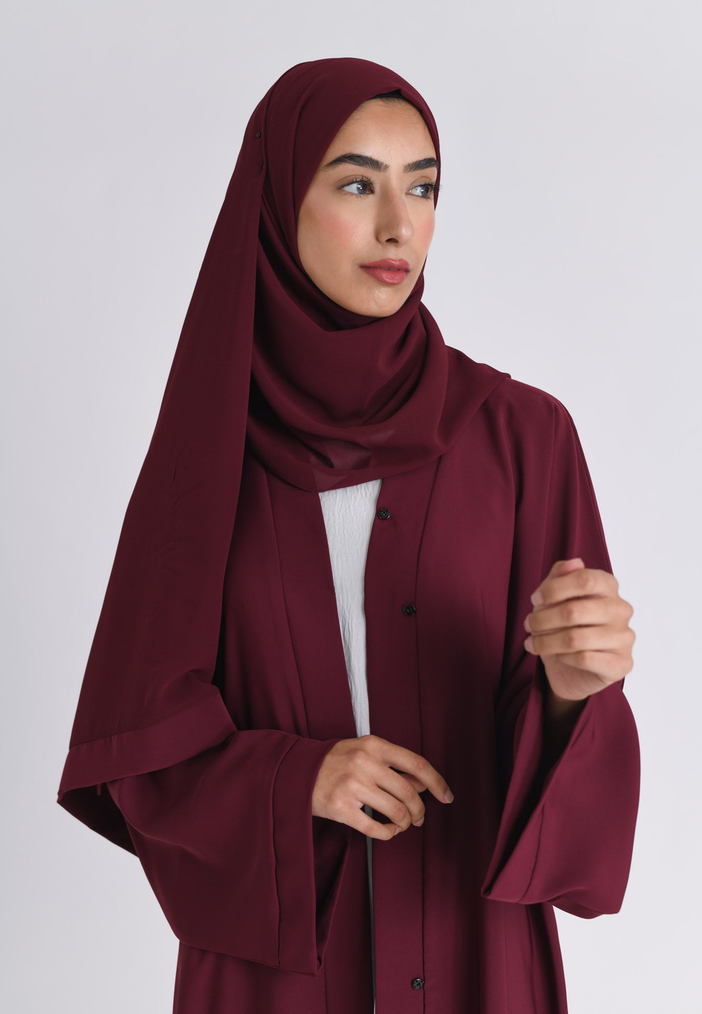 Burgundy abaya on sale