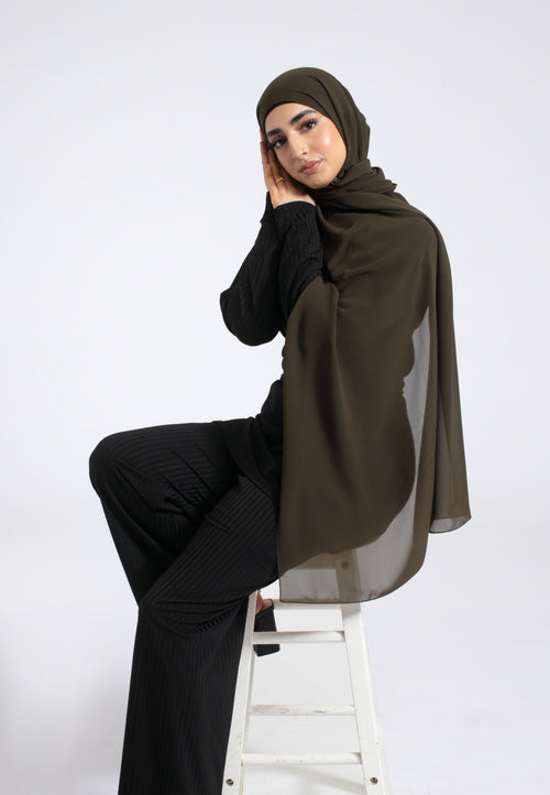 Luxury Soft Chiffon Hijab - Rich Olive