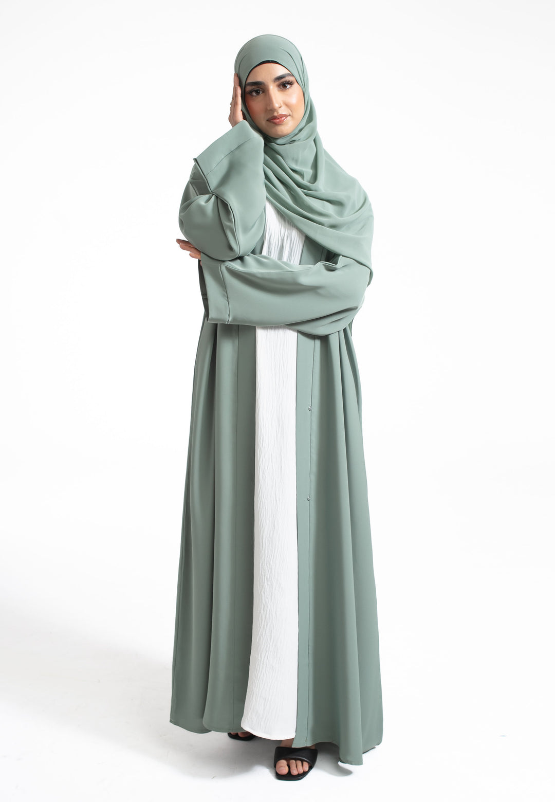 Plain Sage Open Abaya