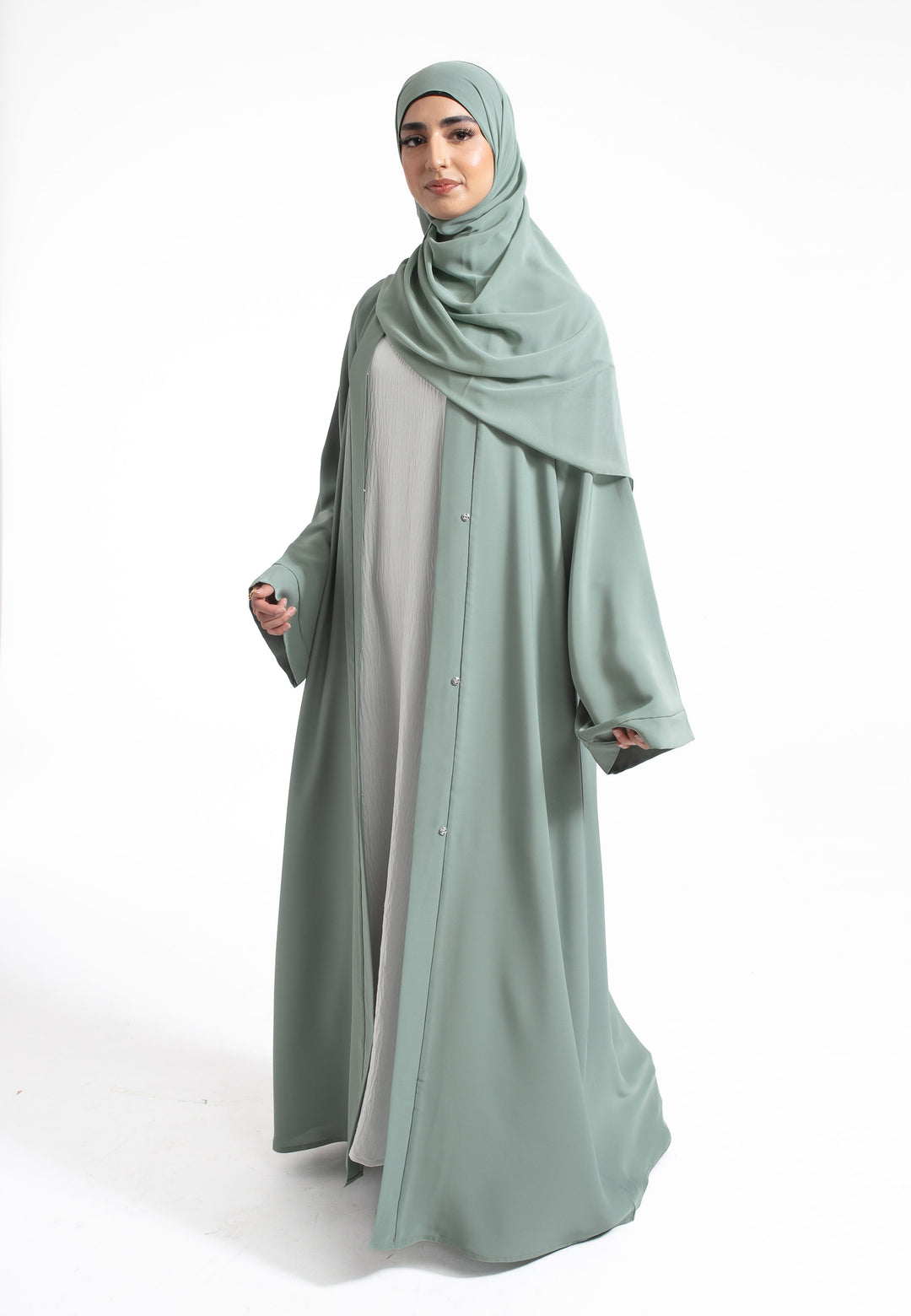 Plain Sage Open Abaya