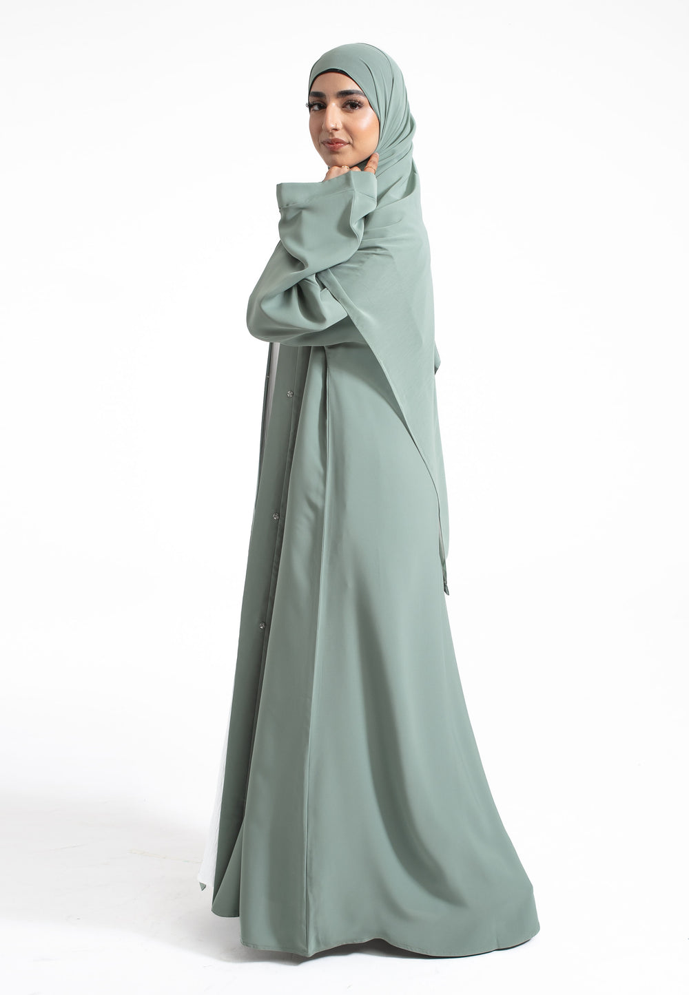 Plain Sage Open Abaya