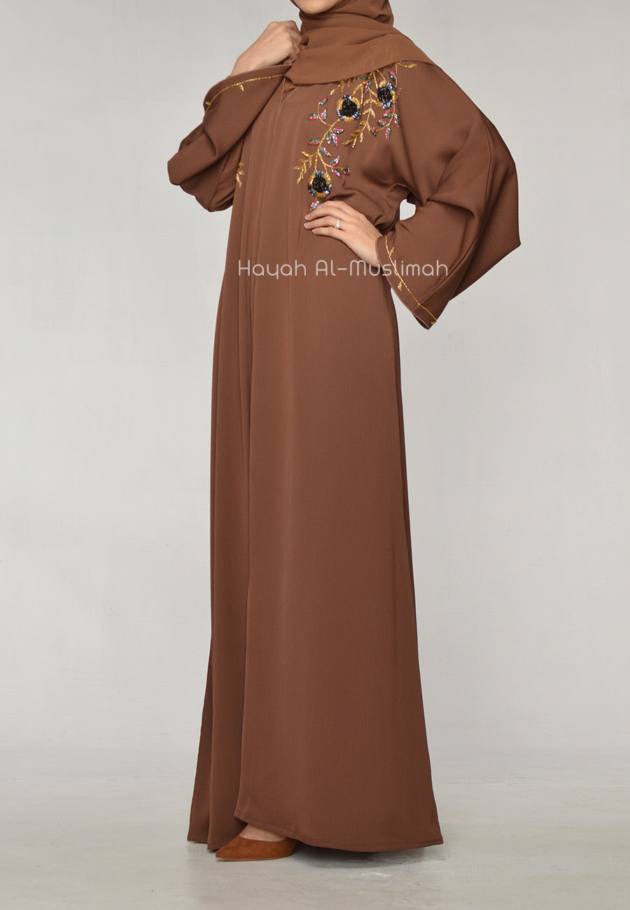 Luxury Embellished Brown Abaya